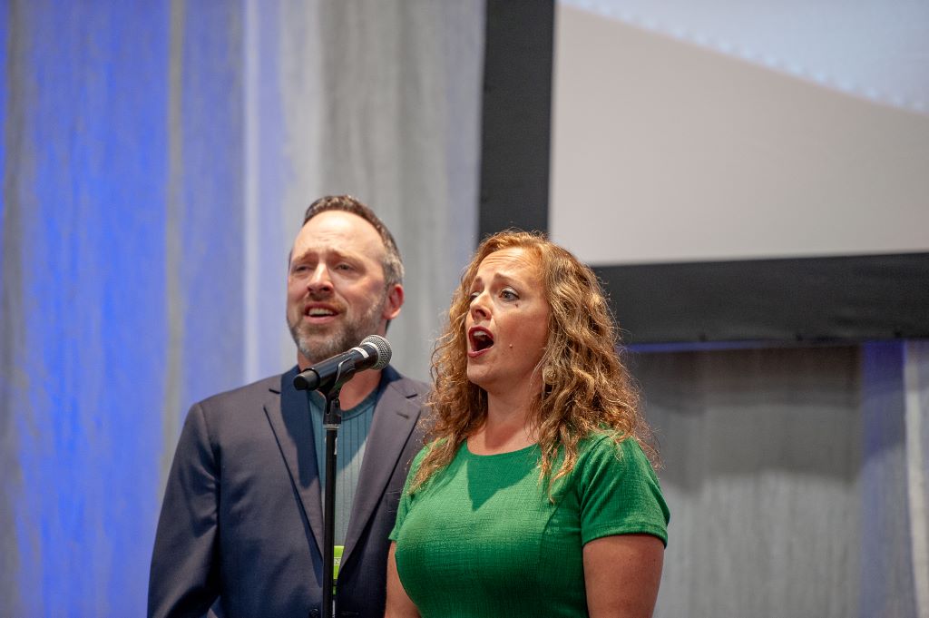 Maggie and Dave singing the National Anthem